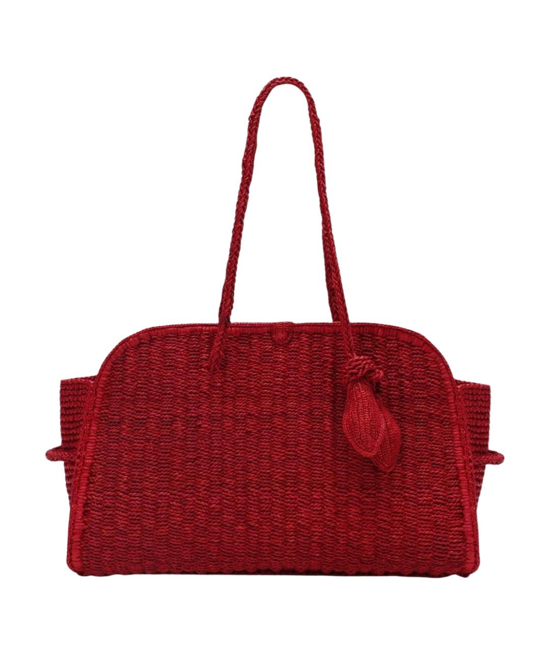 JACQUEMUS Красная пелетеная сумка с короткими ручками, фото 1