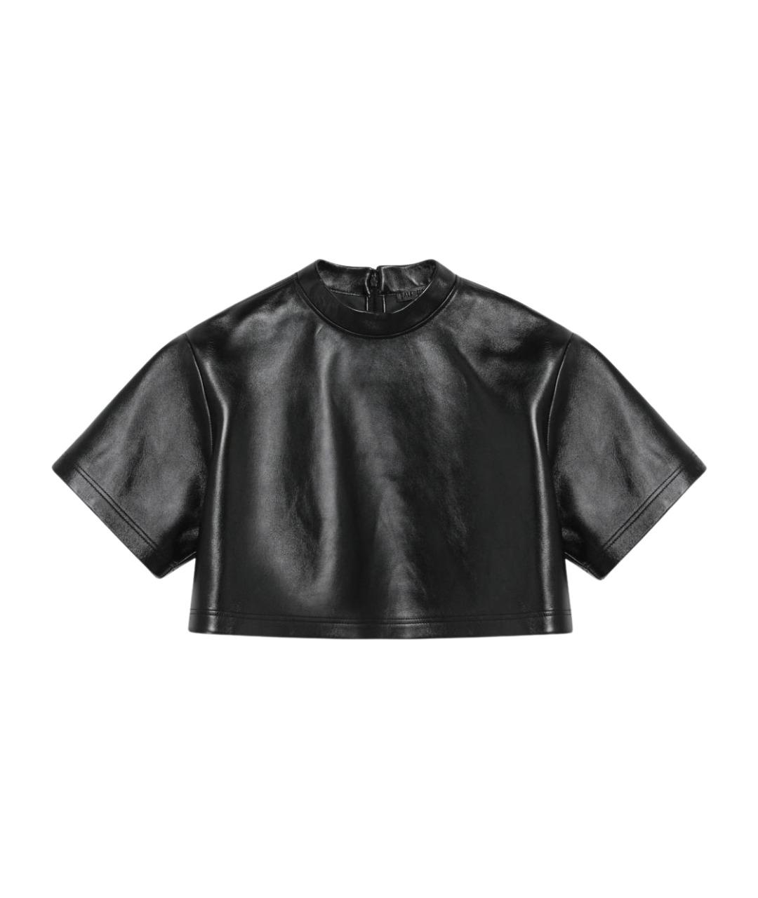 BALENCIAGA Черная кожаная футболка, фото 1