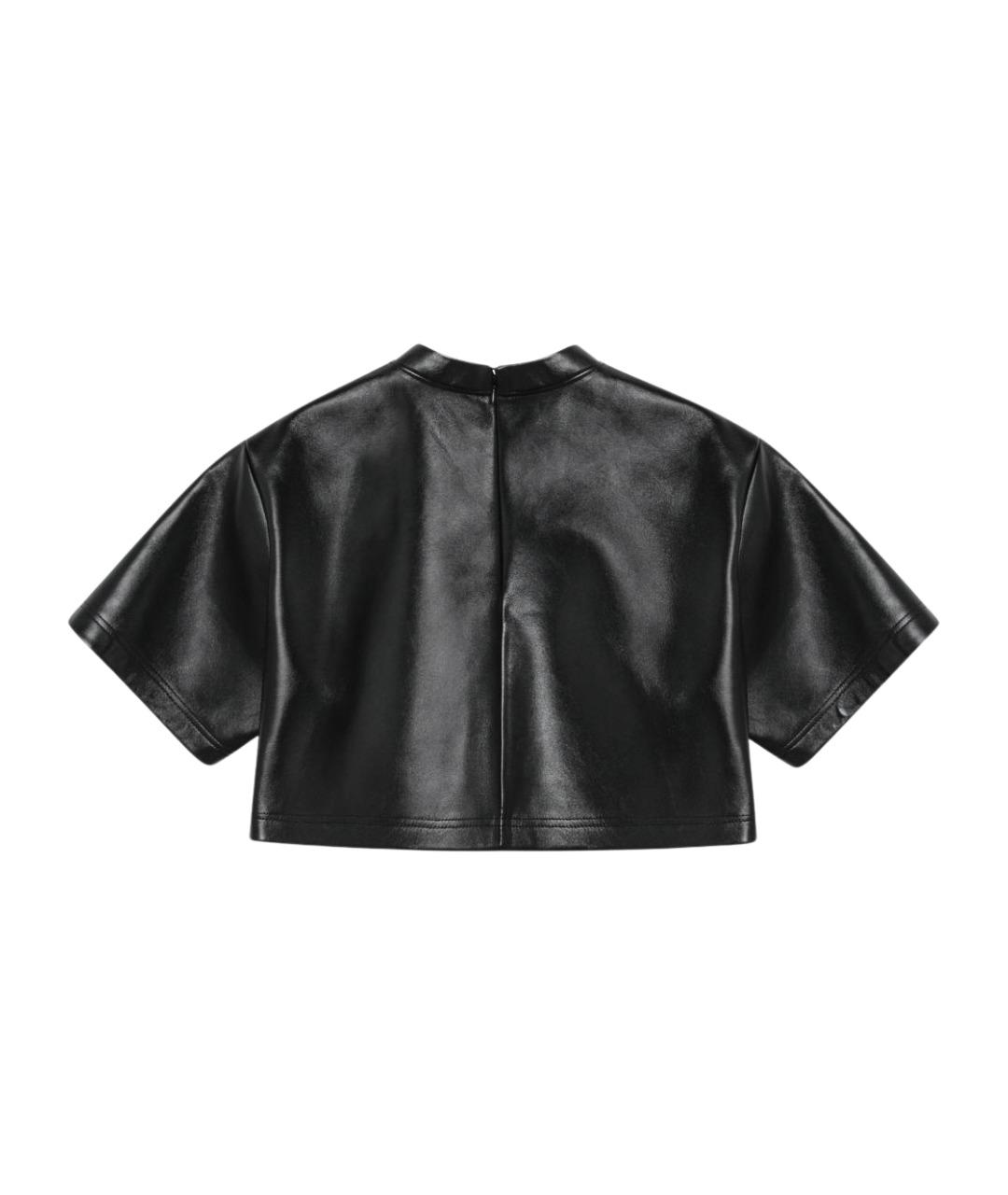 BALENCIAGA Черная кожаная футболка, фото 2