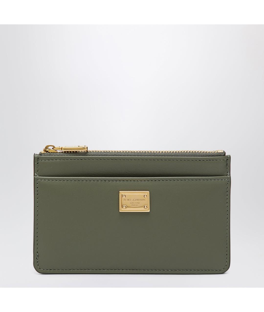 DOLCE&GABBANA Зеленый кожаный кардхолдер, фото 3