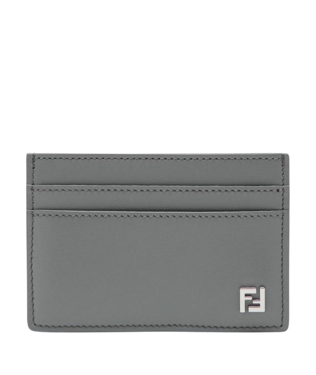 FENDI Серый кожаный кардхолдер, фото 1