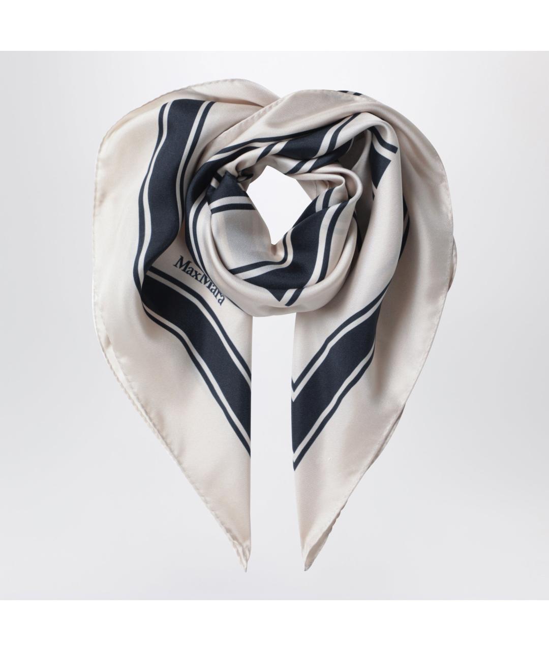 MAX MARA Синий шелковый шарф, фото 2
