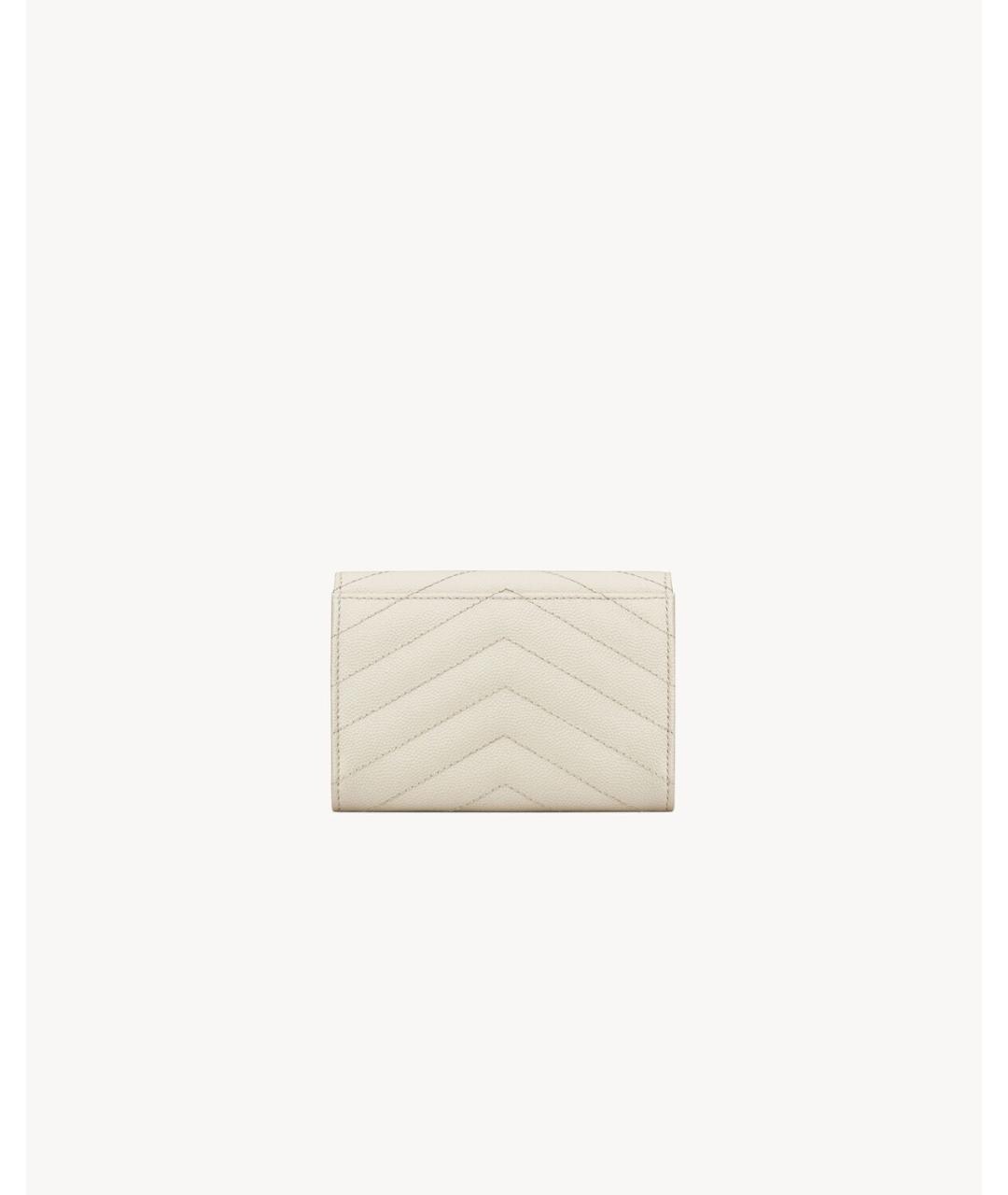 SAINT LAURENT Бежевый кожаный кошелек, фото 3