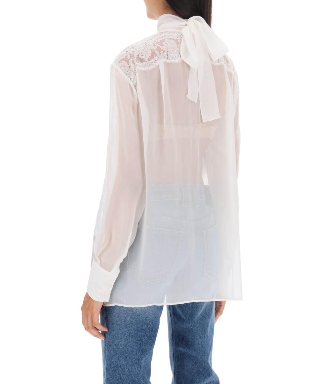 DOLCE&GABBANA Белая шелковая блузы, фото 3