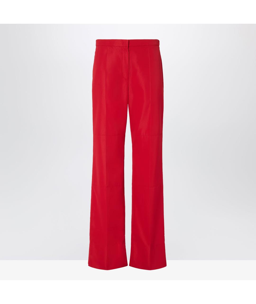 FENDI Красные вискозные прямые брюки, фото 3