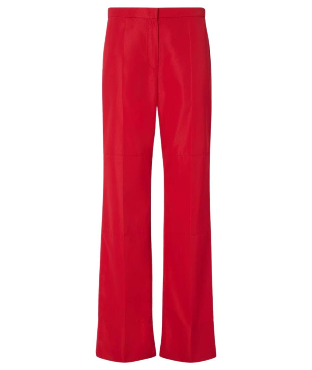 FENDI Красные вискозные прямые брюки, фото 1