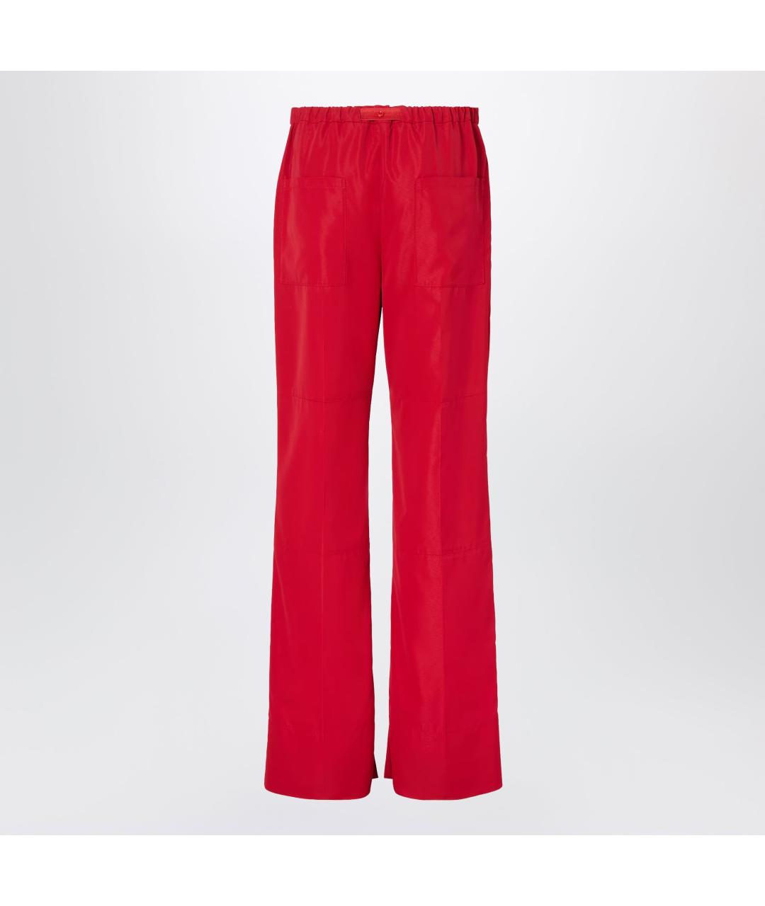 FENDI Красные вискозные прямые брюки, фото 2