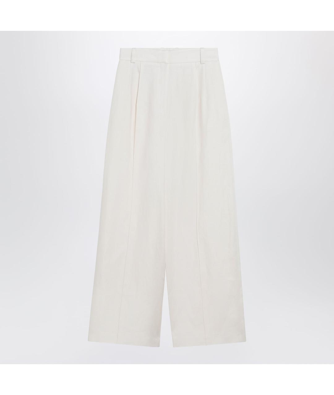 LORO PIANA Белые льняные прямые брюки, фото 3