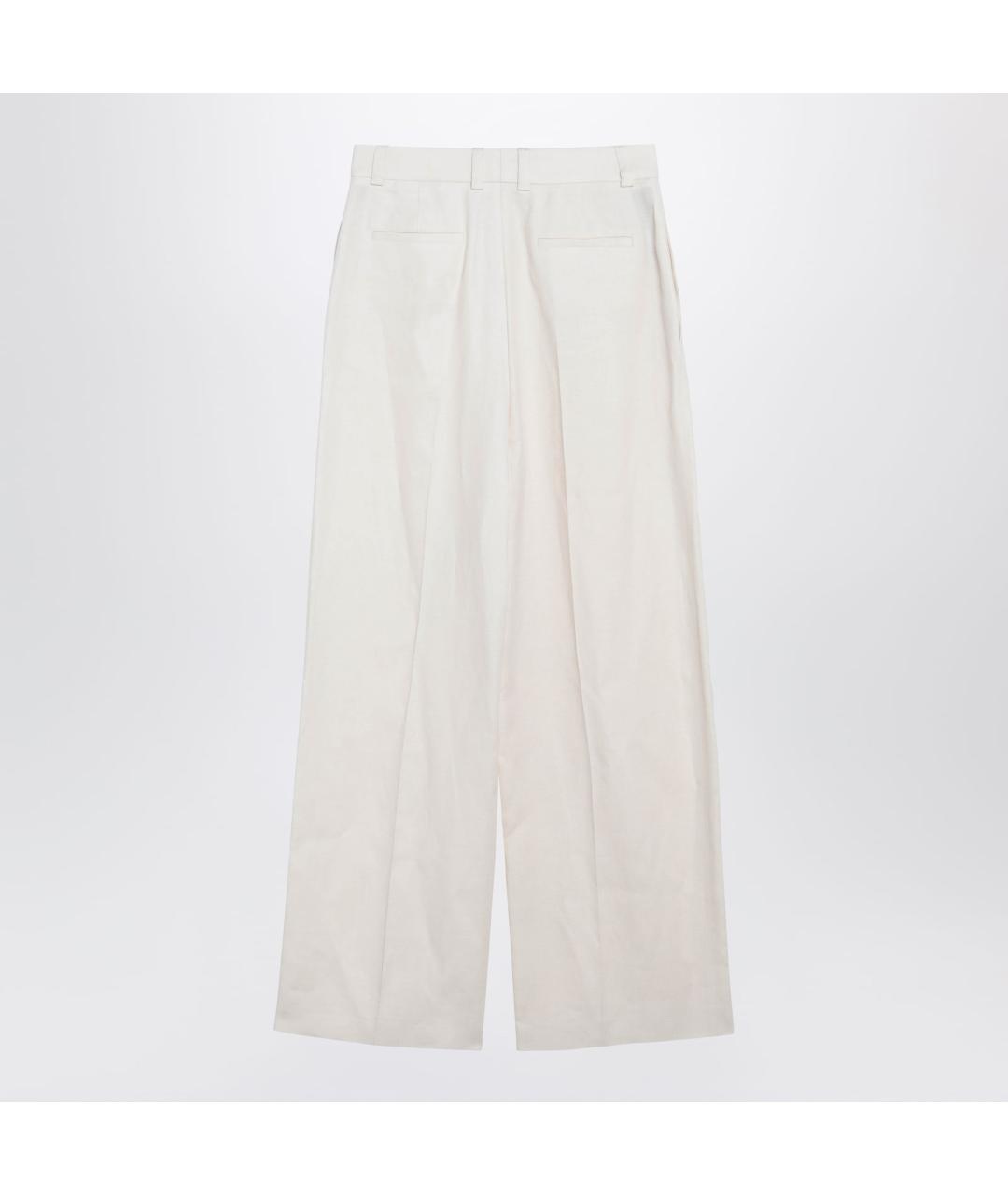 LORO PIANA Белые льняные прямые брюки, фото 2