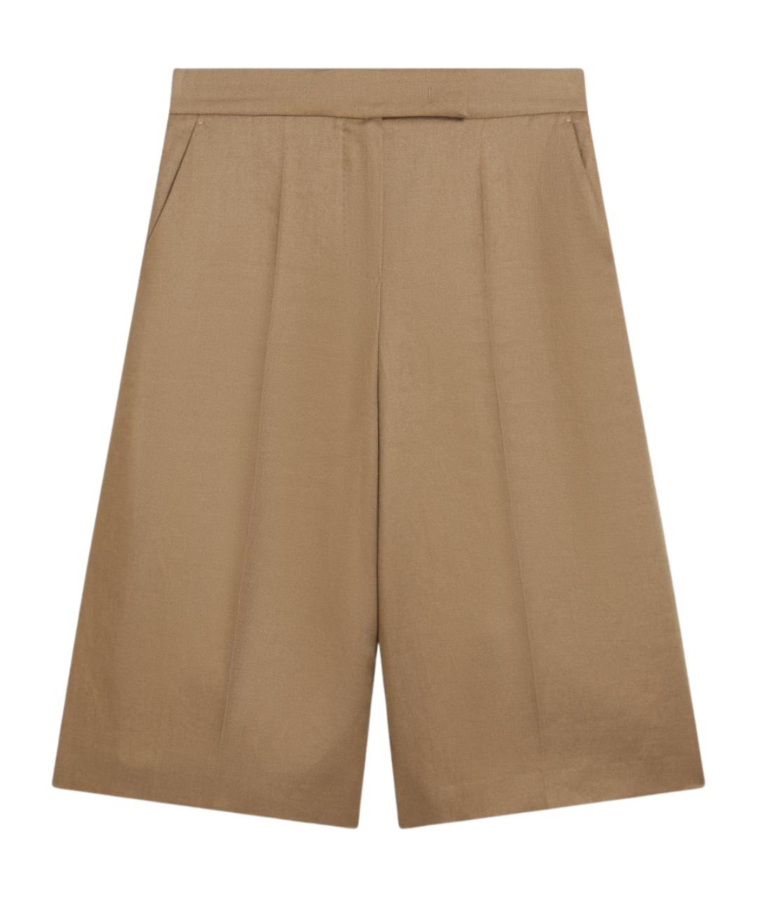 MAX MARA Коричневые льняные шорты, фото 1