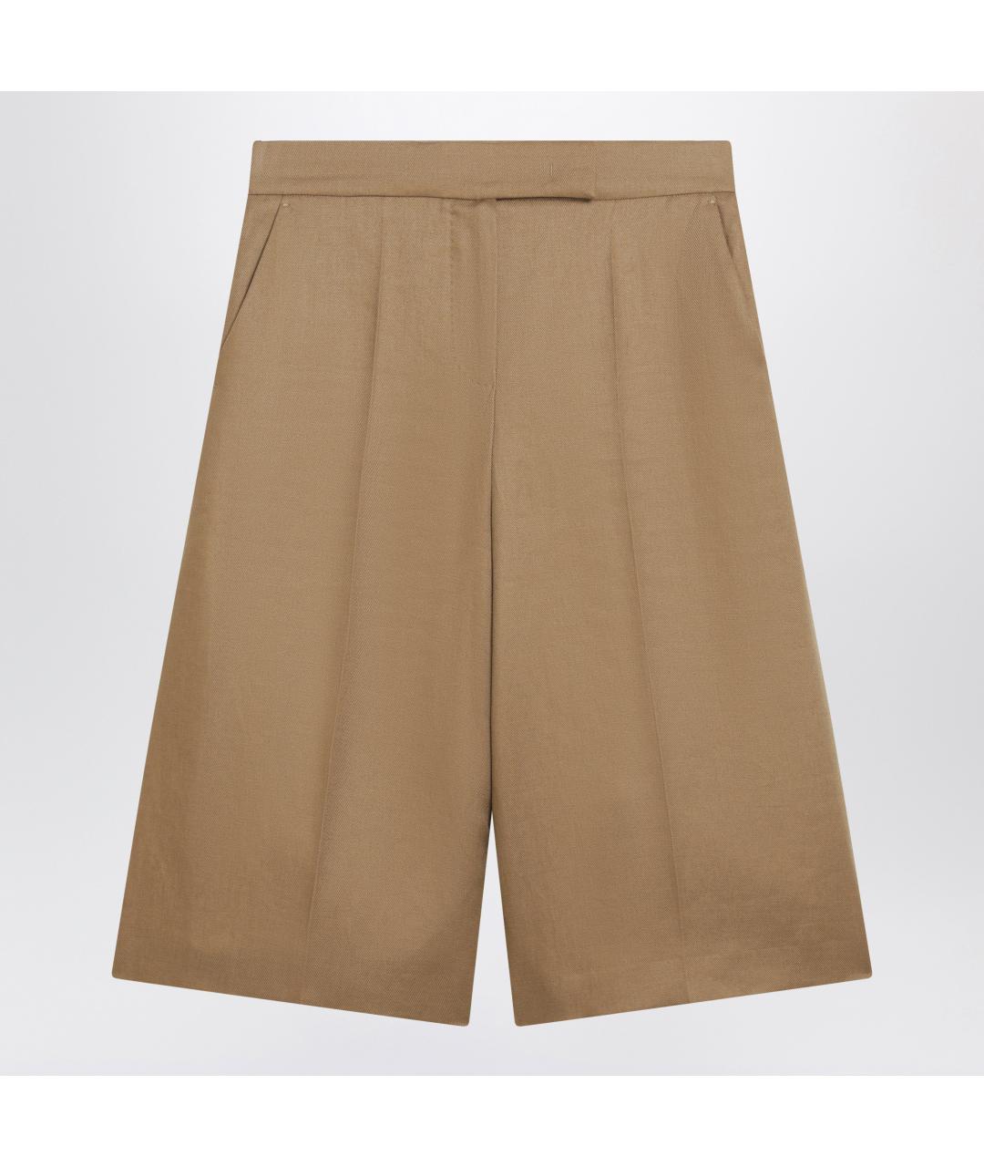 MAX MARA Коричневые льняные шорты, фото 3