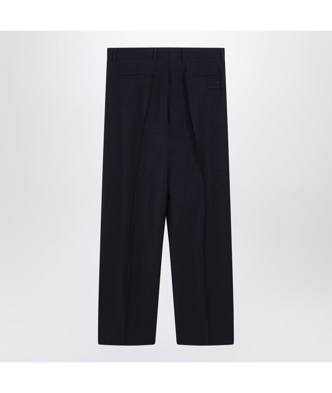 MIU MIU Синие шерстяные прямые брюки, фото 2