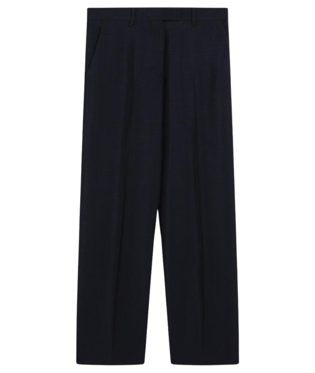 MIU MIU Синие шерстяные прямые брюки, фото 1