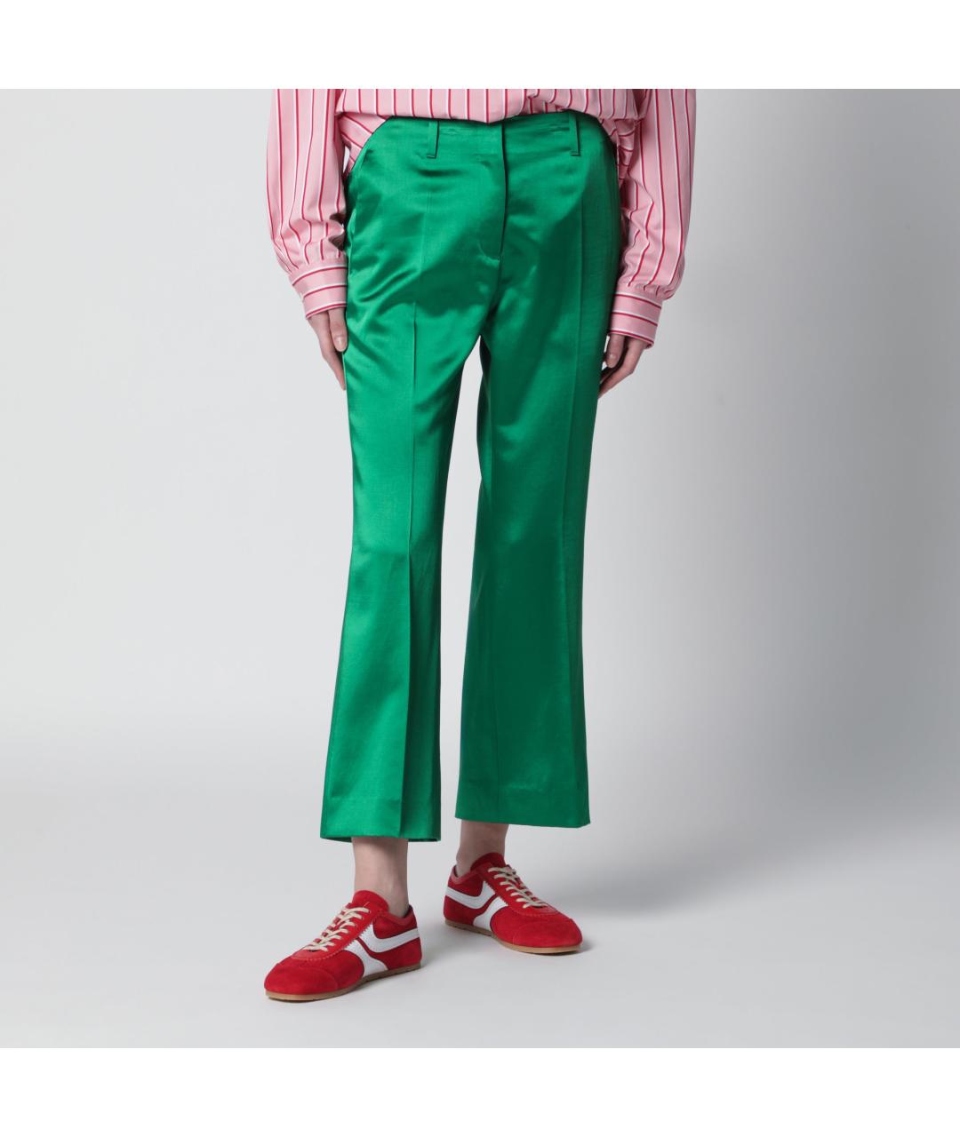 DRIES VAN NOTEN Зеленые прямые брюки, фото 2