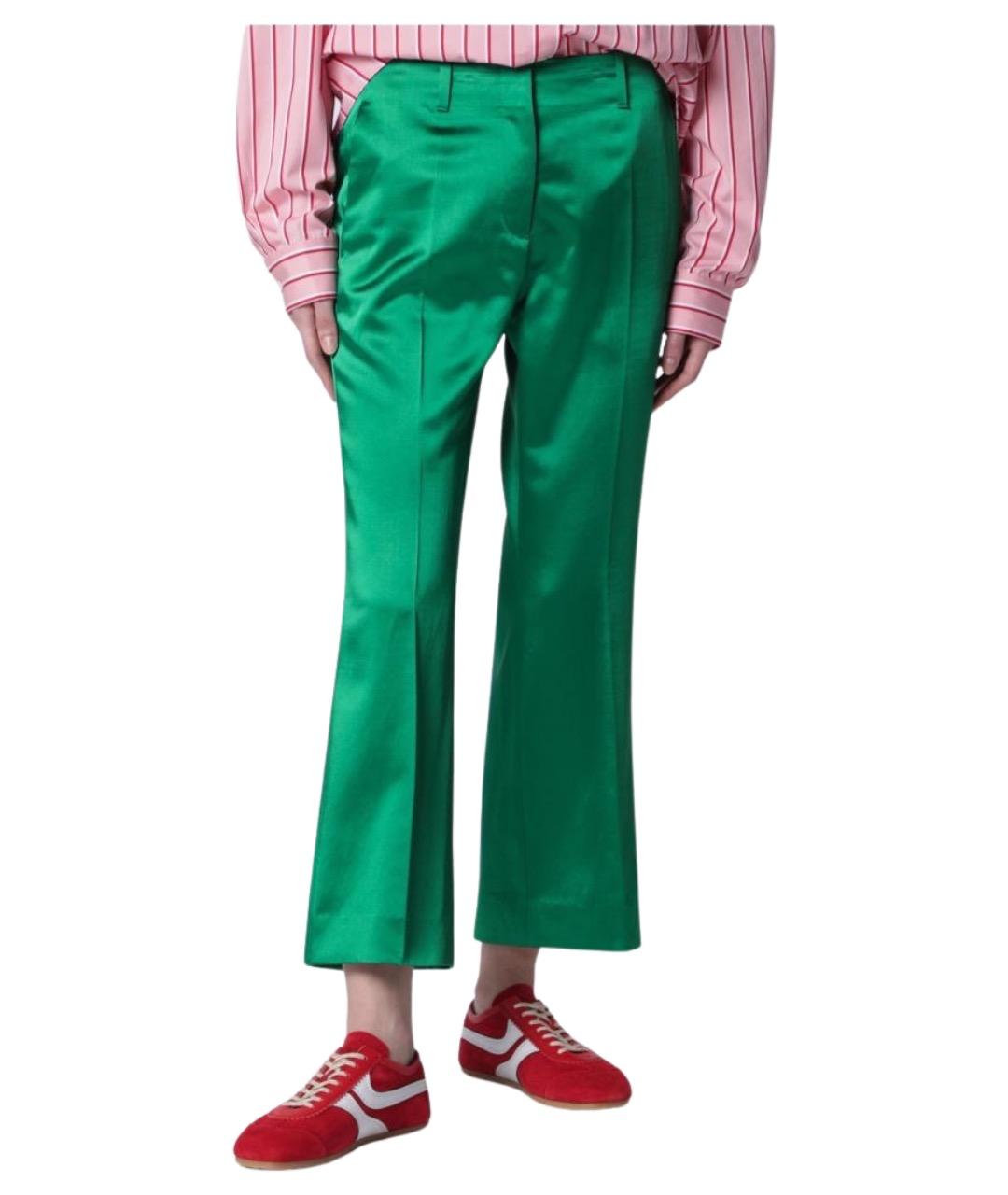 DRIES VAN NOTEN Зеленые прямые брюки, фото 1