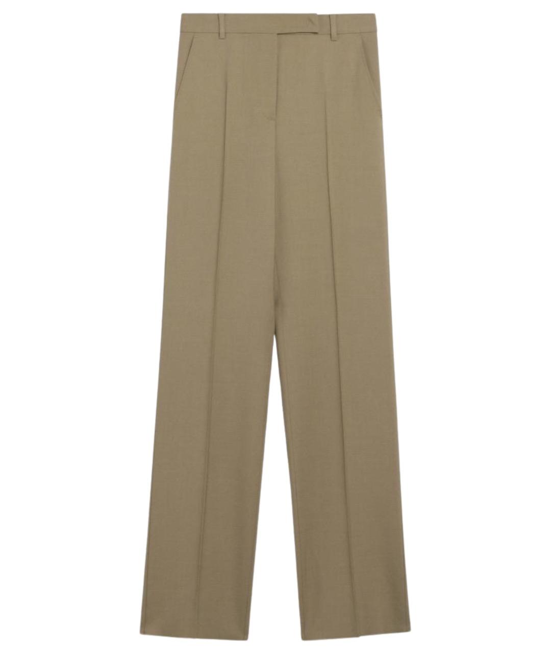 MAX MARA Бежевые шерстяные прямые брюки, фото 1