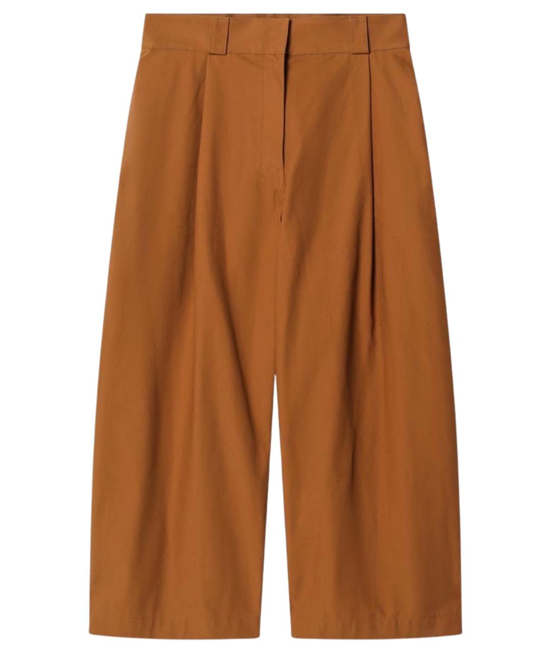 BALENCIAGA Коричневые хлопковые прямые брюки, фото 1