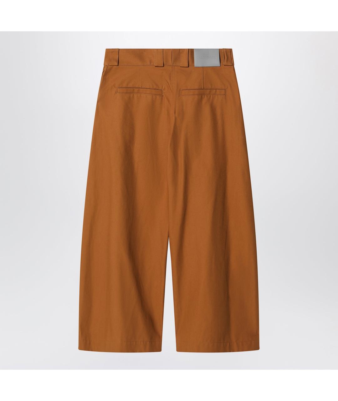 BALENCIAGA Коричневые хлопковые прямые брюки, фото 2