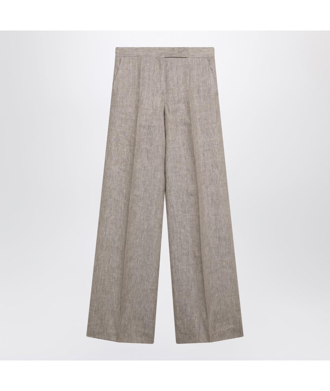 MAX MARA Бежевые льняные прямые брюки, фото 3