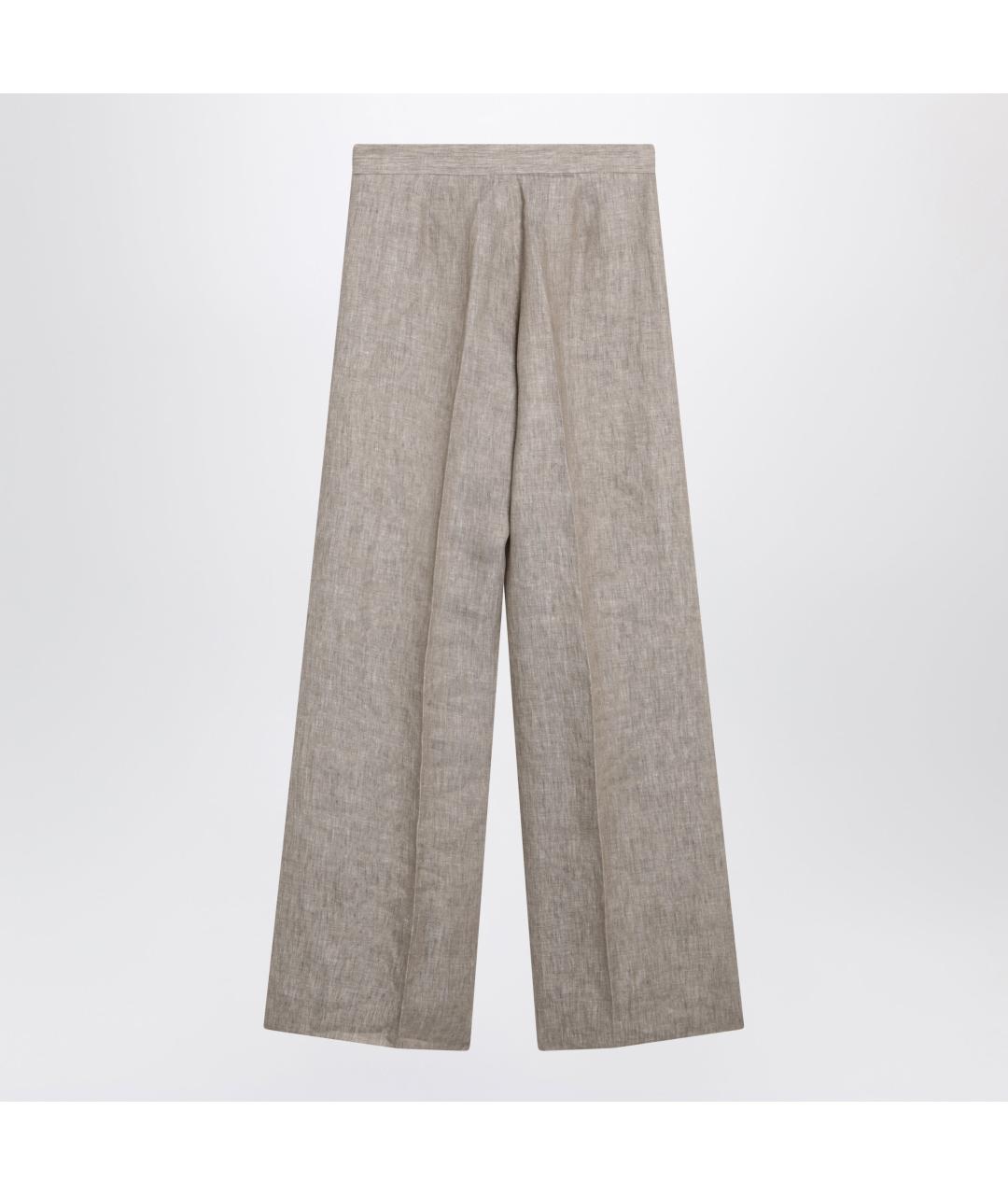 MAX MARA Бежевые льняные прямые брюки, фото 2