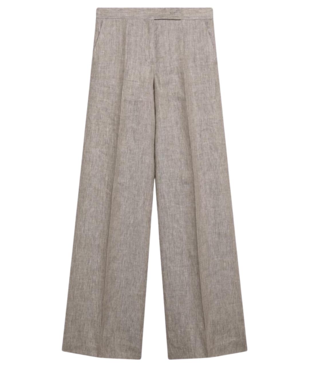 MAX MARA Бежевые льняные прямые брюки, фото 1