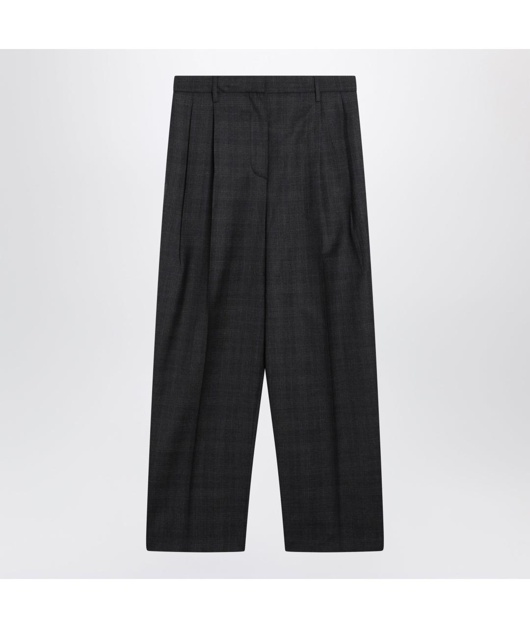 PRADA Серые шерстяные прямые брюки, фото 3