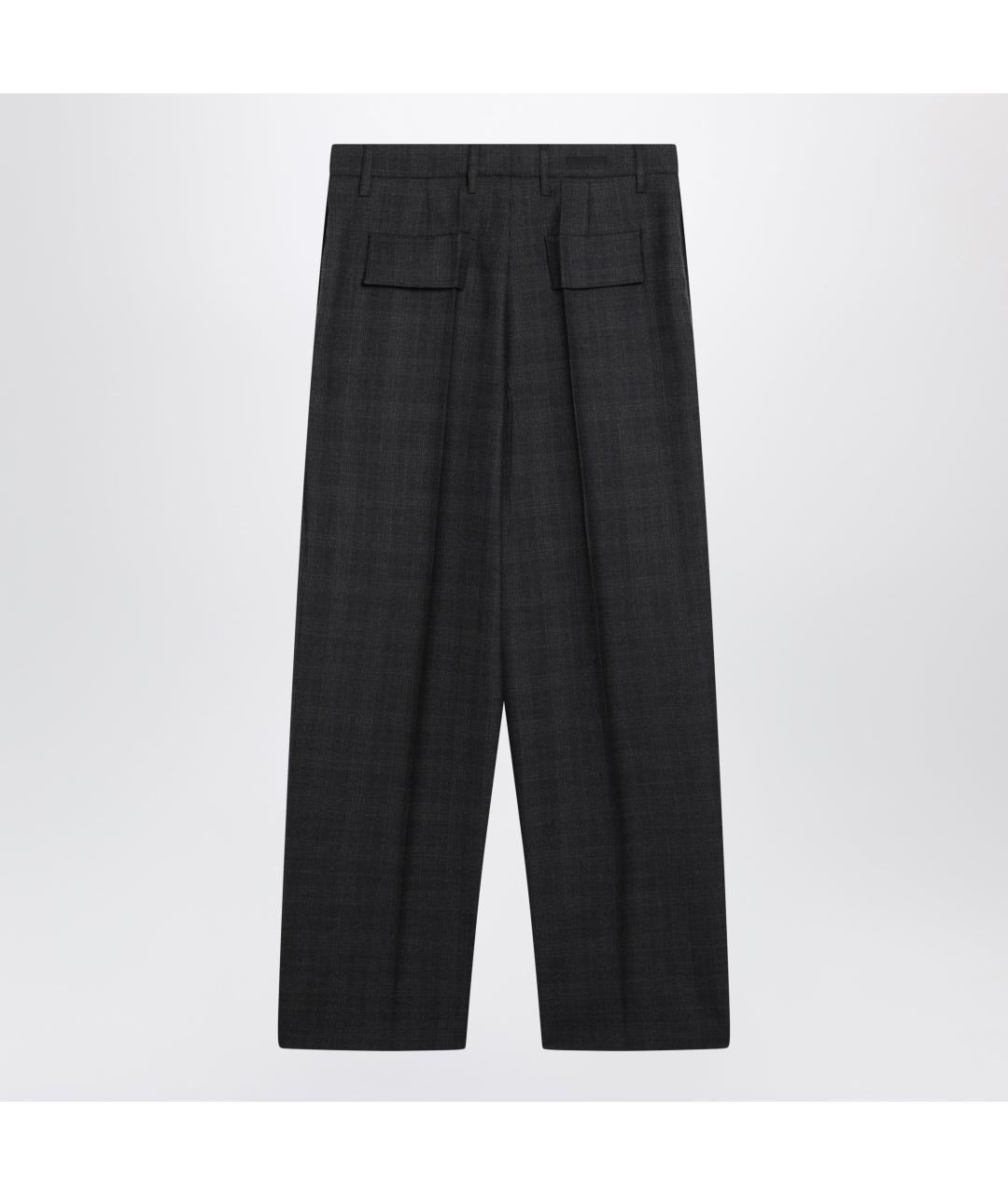 PRADA Серые шерстяные прямые брюки, фото 2