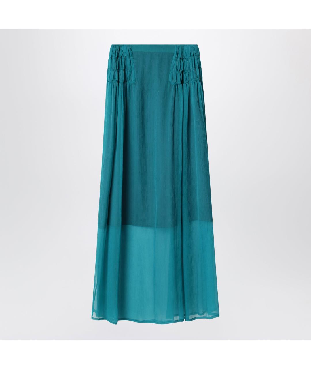 DRIES VAN NOTEN Зеленая шелковая юбка макси, фото 2