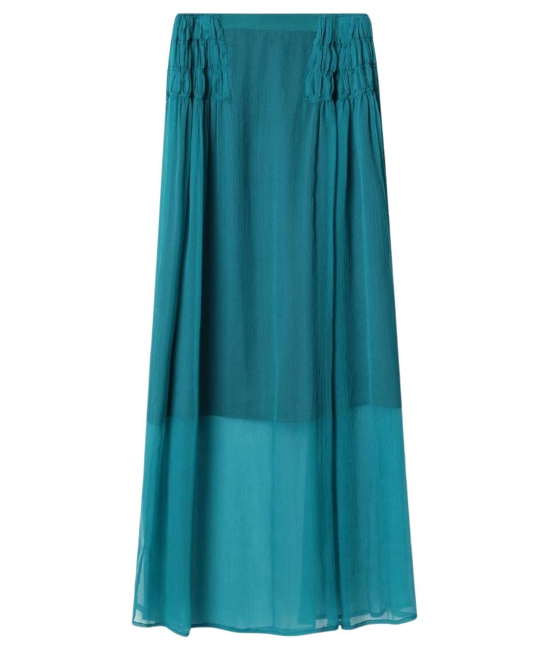 DRIES VAN NOTEN Зеленая шелковая юбка макси, фото 1