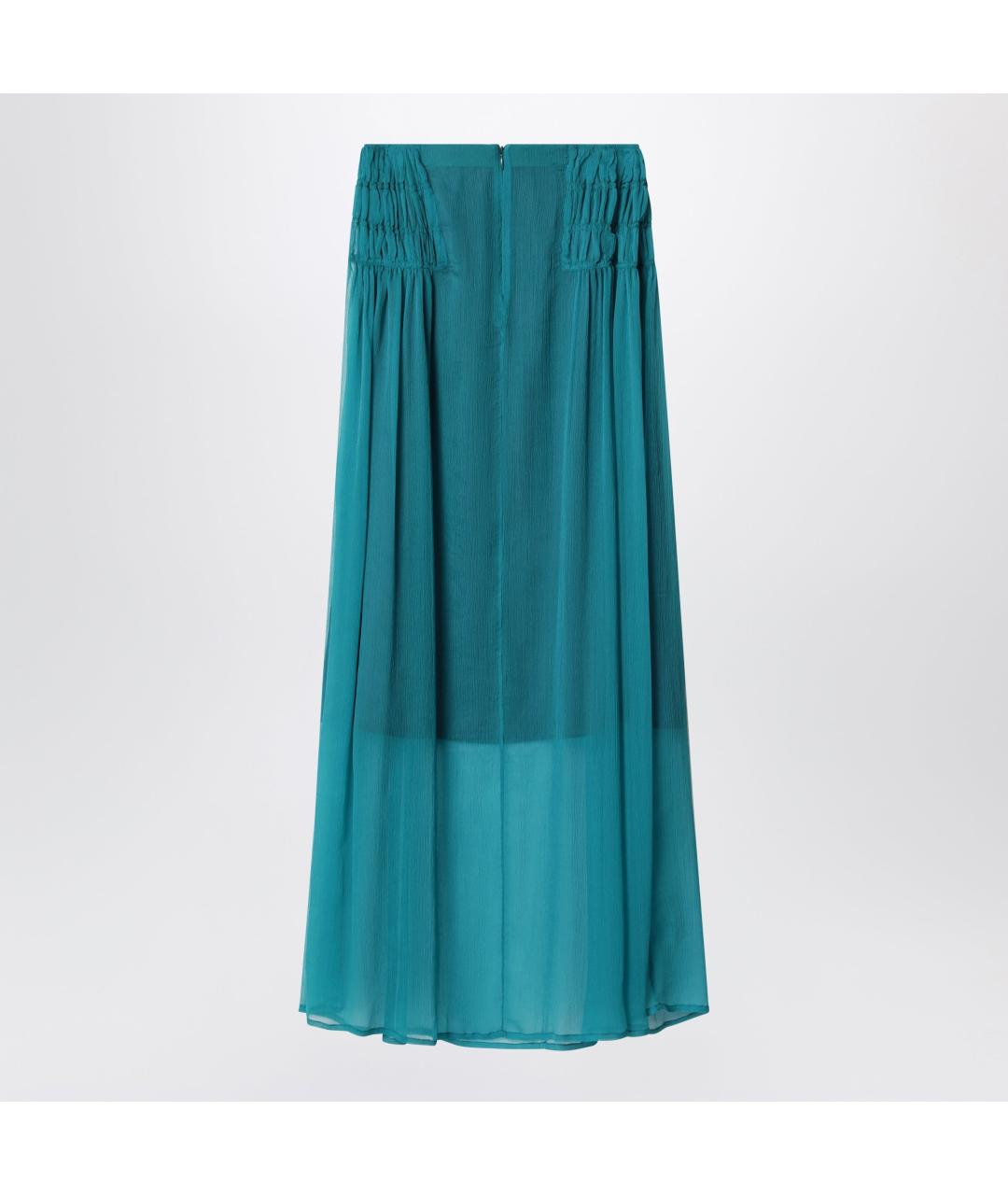 DRIES VAN NOTEN Зеленая шелковая юбка макси, фото 3