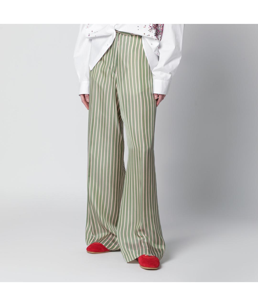 DRIES VAN NOTEN Зеленые прямые брюки, фото 3