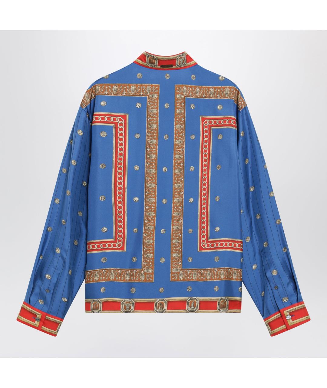 VERSACE Синяя шелковая кэжуал рубашка, фото 2