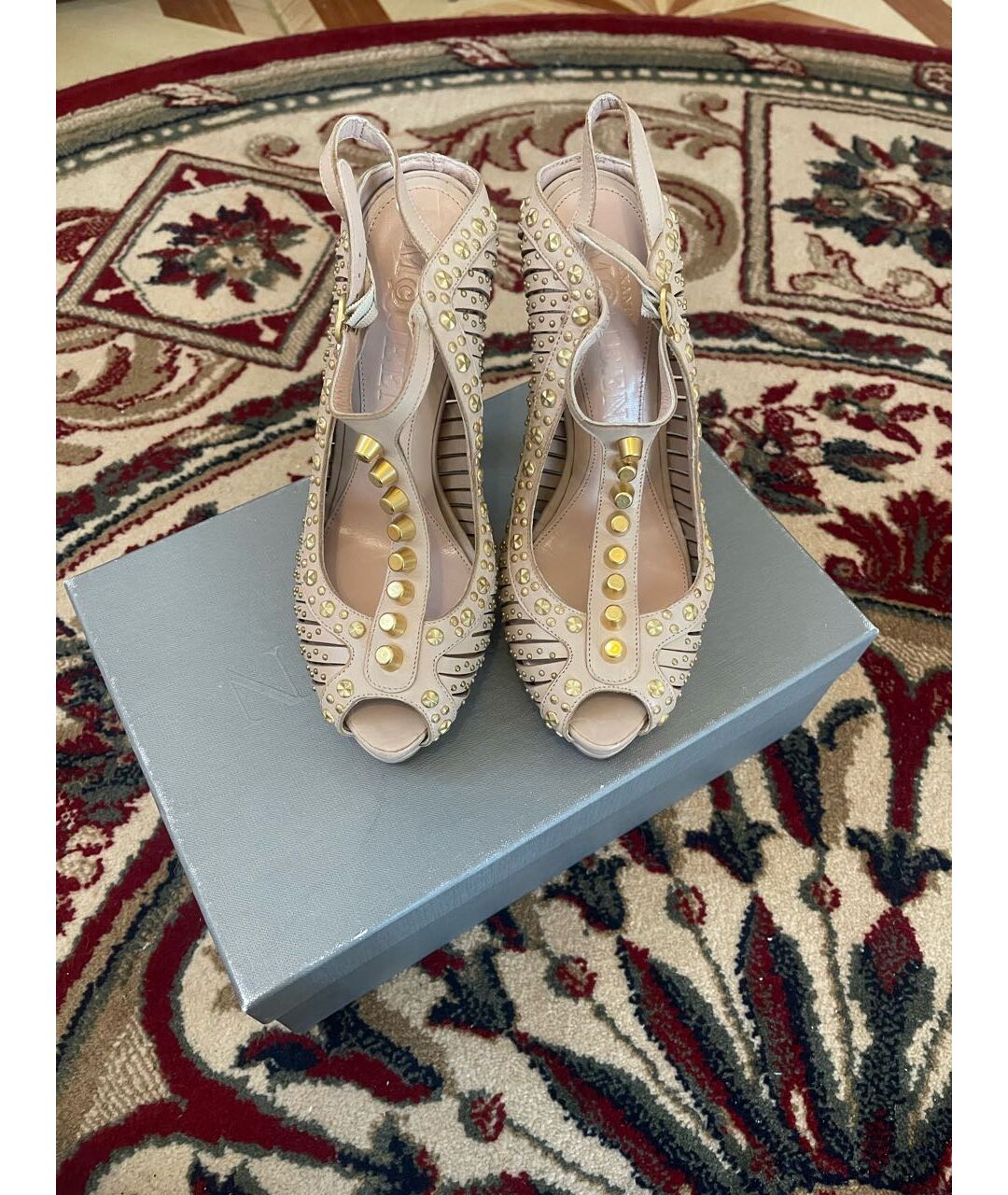 ALEXANDER MCQUEEN Бежевые кожаные босоножки, фото 2