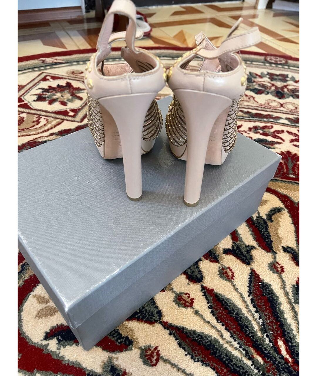 ALEXANDER MCQUEEN Бежевые кожаные босоножки, фото 3