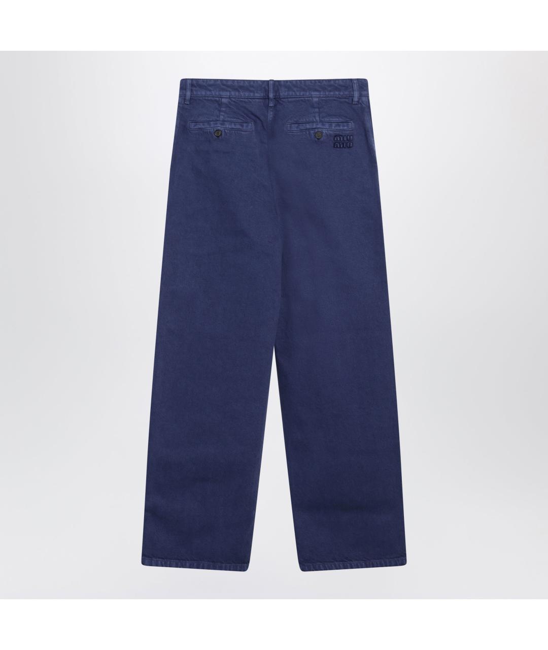 MIU MIU Синие хлопковые прямые брюки, фото 2