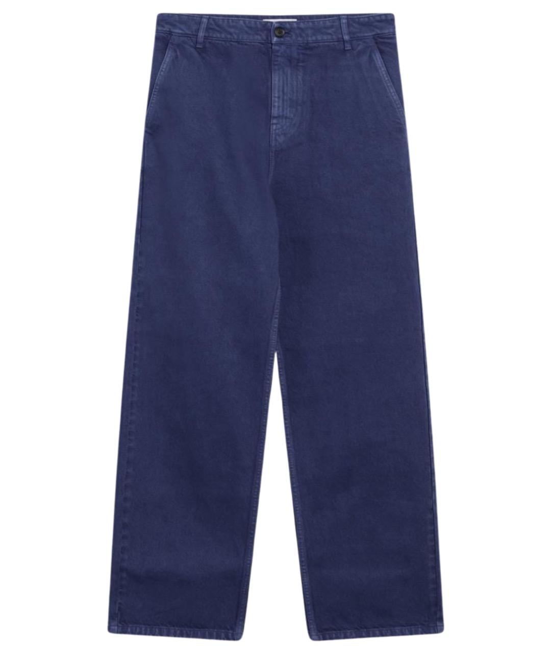 MIU MIU Синие хлопковые прямые брюки, фото 1