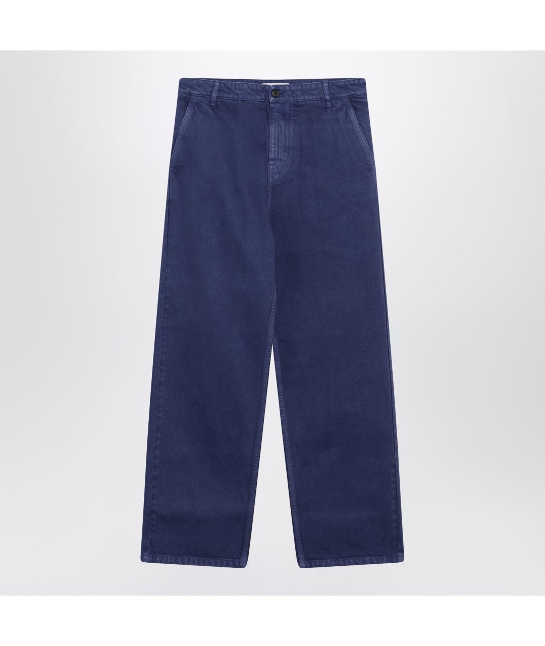 MIU MIU Синие хлопковые прямые брюки, фото 3