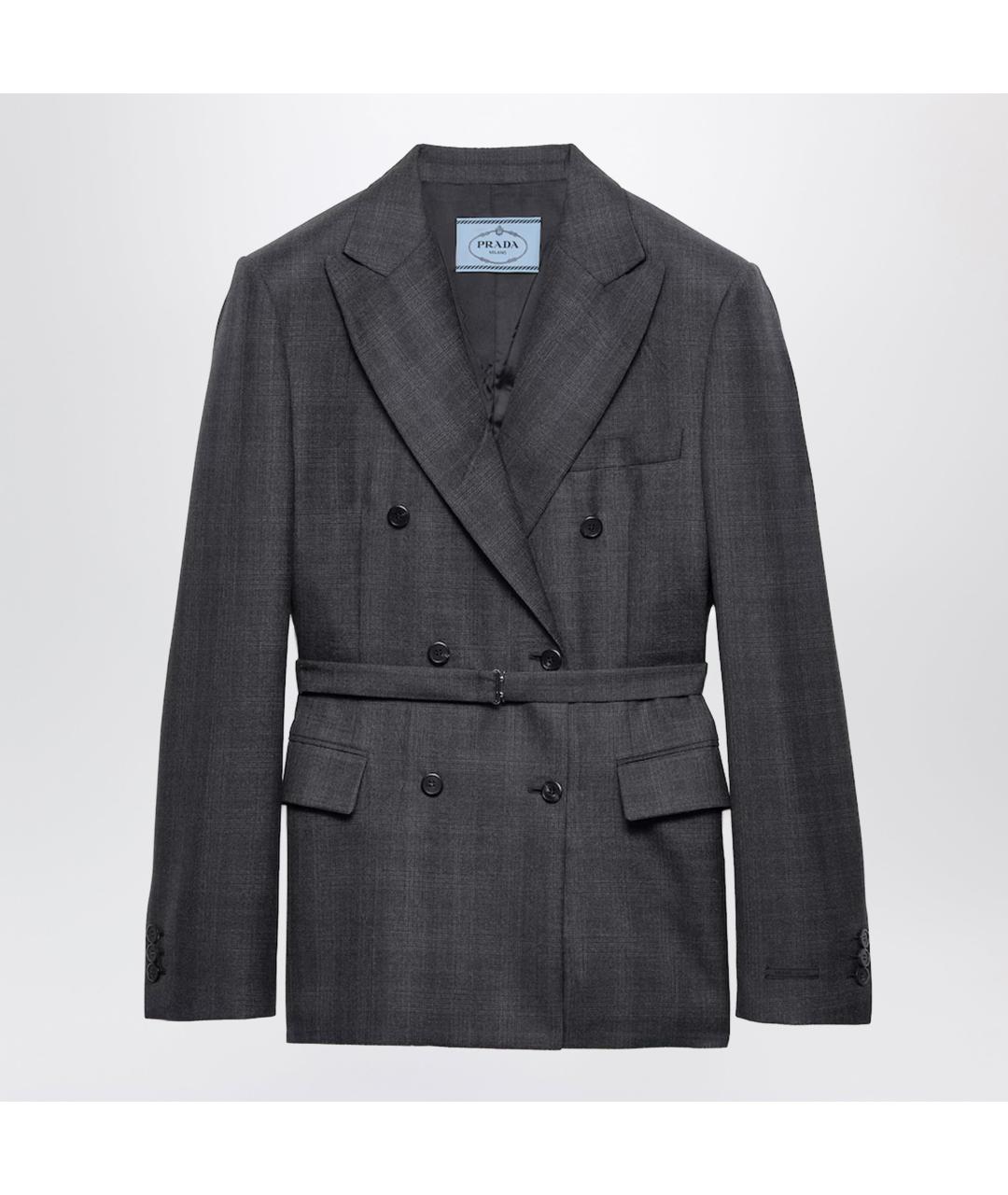PRADA Серый шерстяной жакет/пиджак, фото 3
