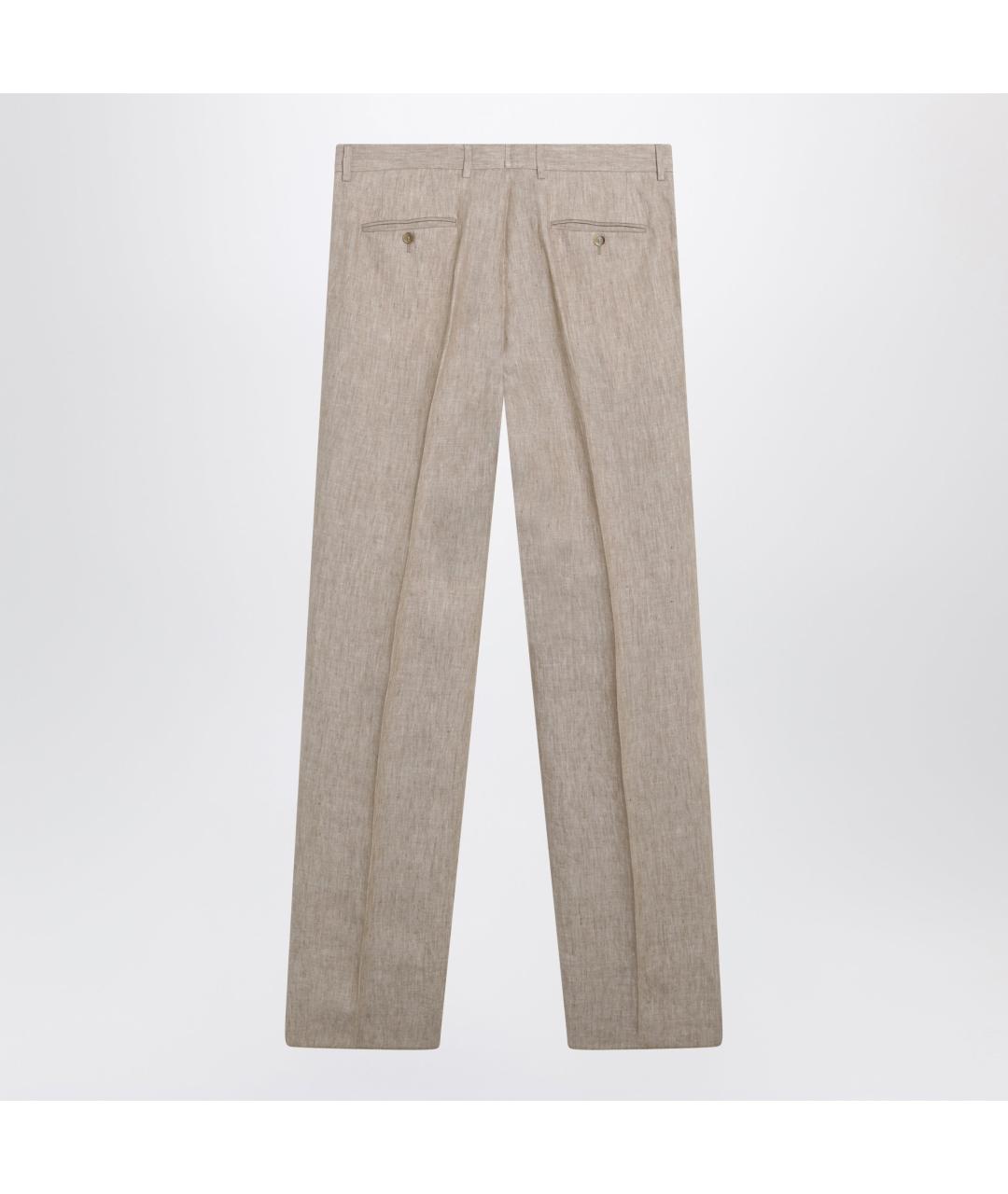 DOLCE&GABBANA Бежевые льняные повседневные брюки, фото 2