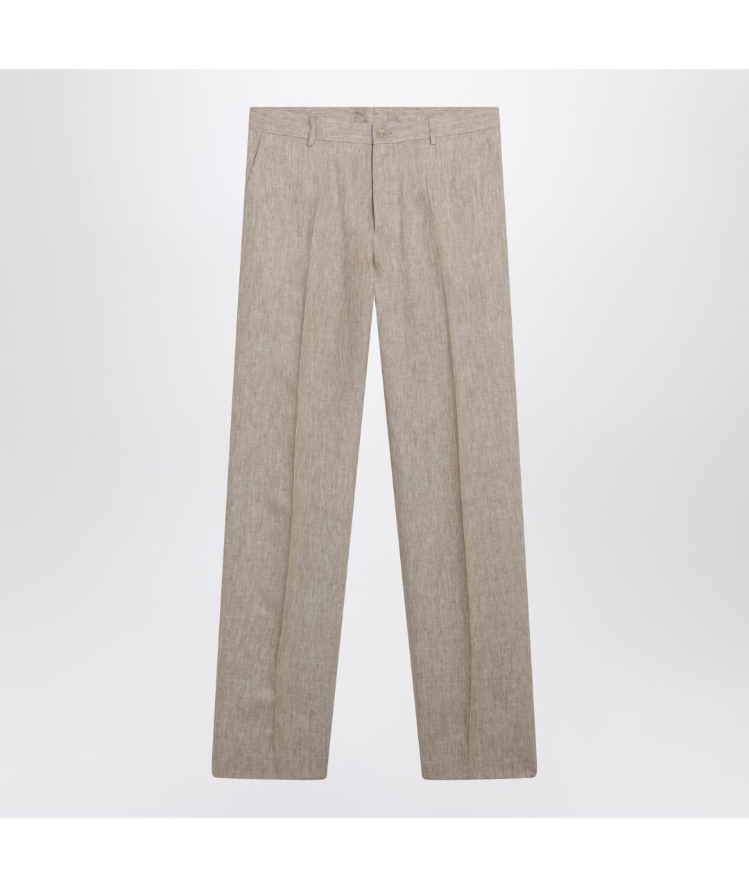 DOLCE&GABBANA Бежевые льняные повседневные брюки, фото 3