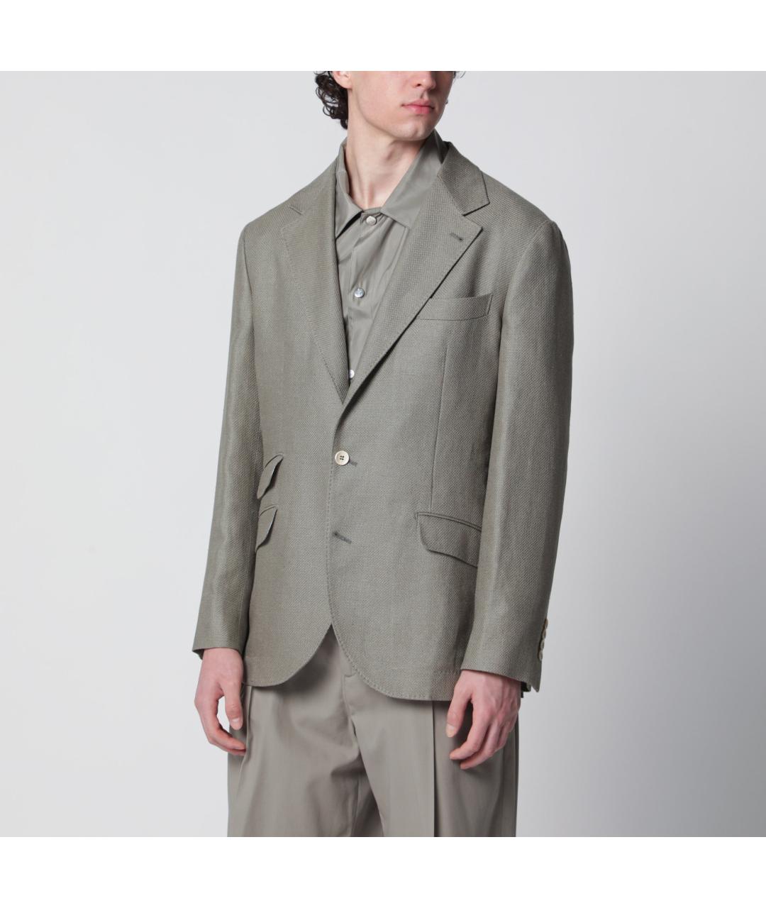 BRUNELLO CUCINELLI Зеленый шелковый пиджак, фото 3