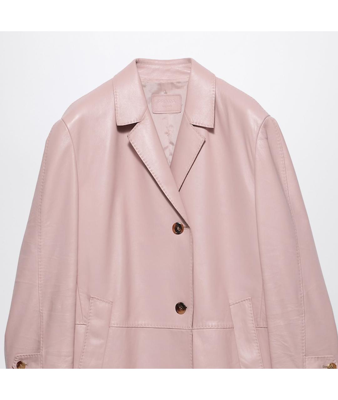 PRADA Розовое кожаное пальто, фото 2