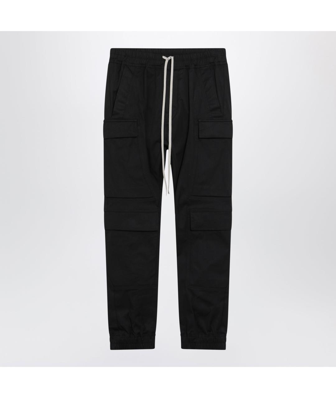 RICK OWENS Черные хлопковые повседневные брюки, фото 3