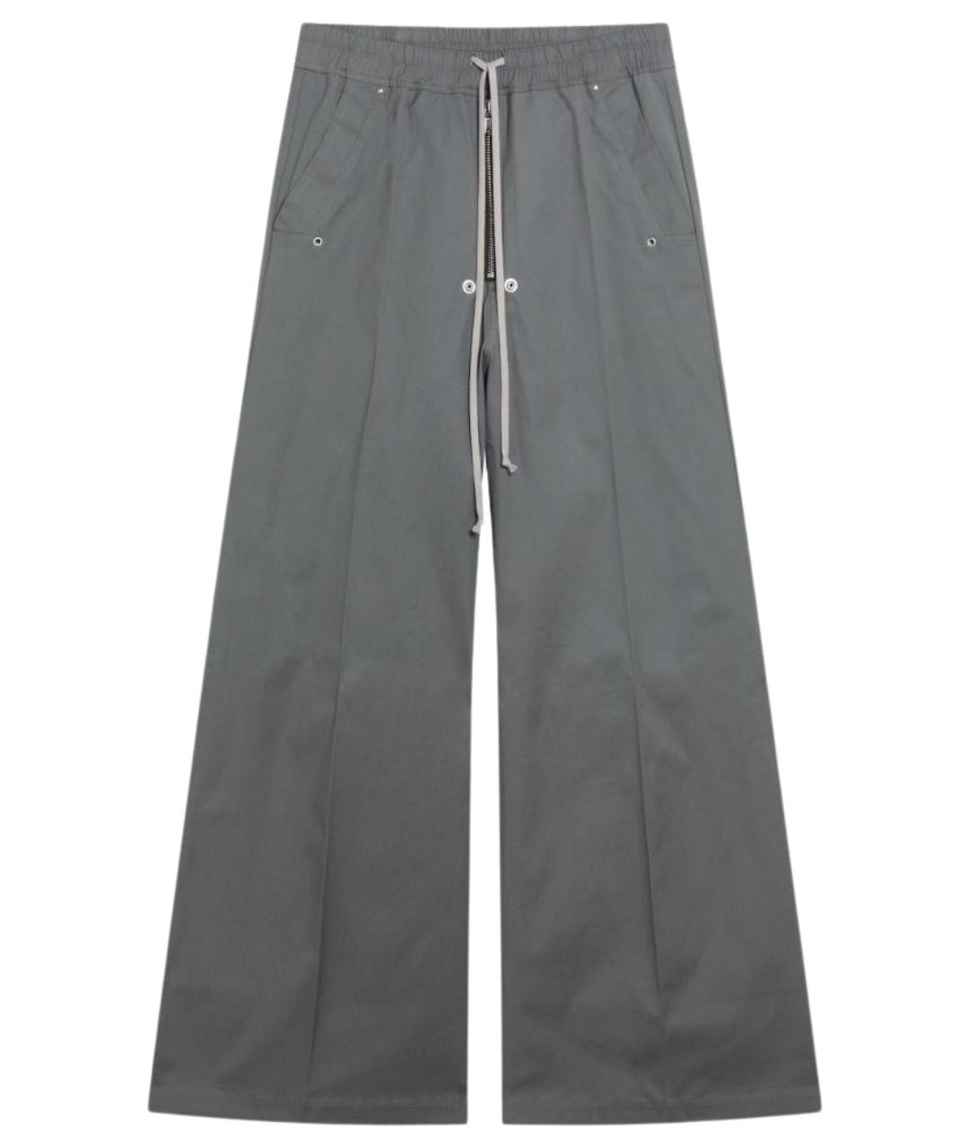 RICK OWENS Серые хлопковые повседневные брюки, фото 1