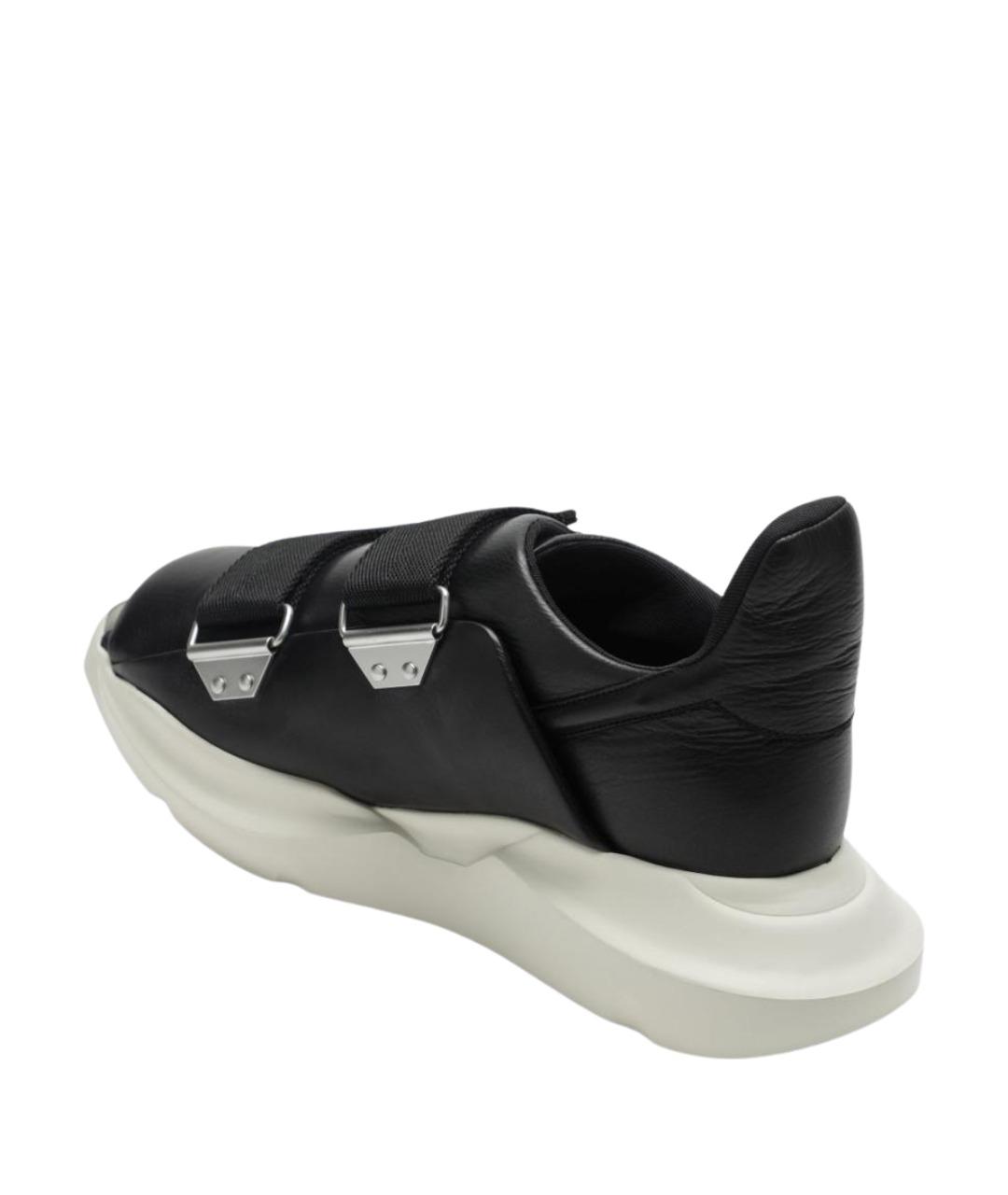 RICK OWENS Черные кожаные низкие кроссовки / кеды, фото 2