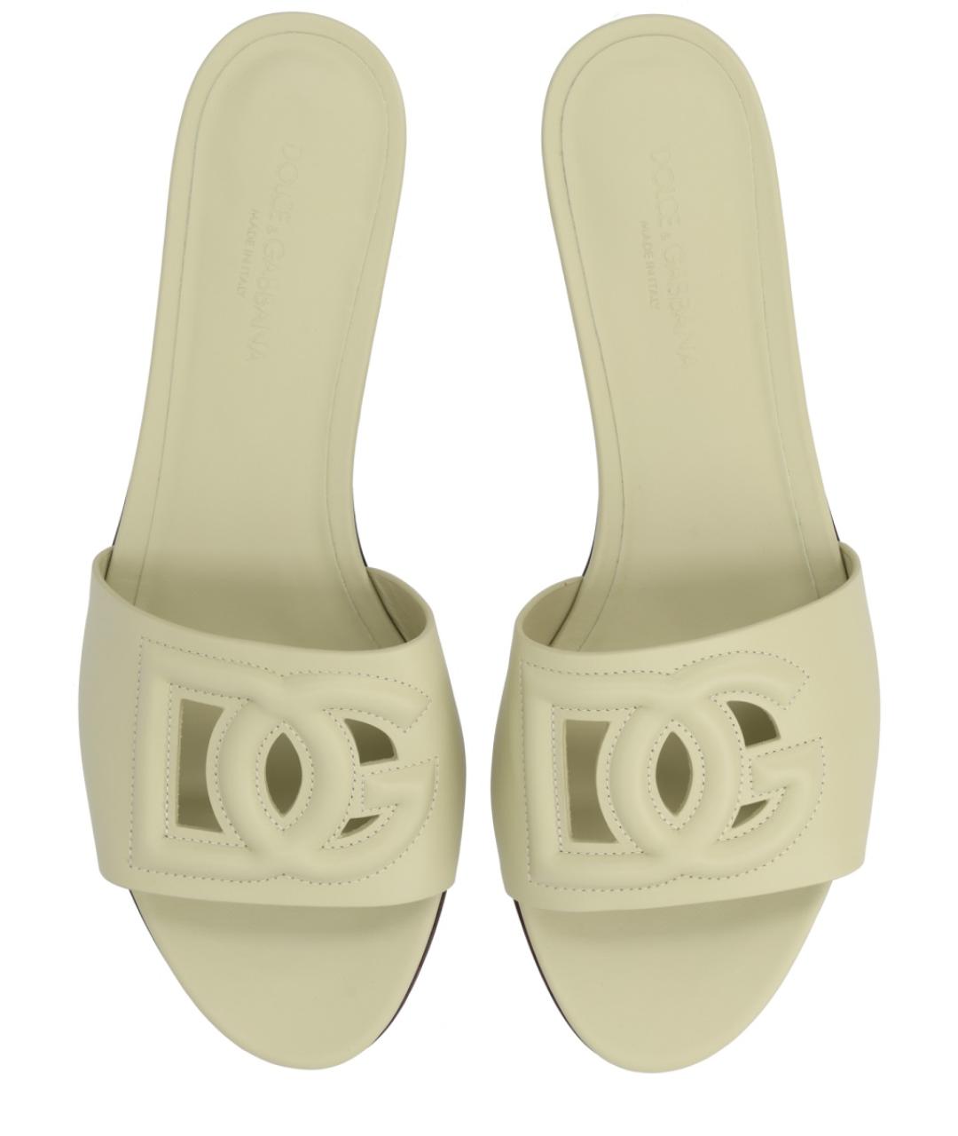 DOLCE&GABBANA Зеленые кожаные шлепанцы, фото 5