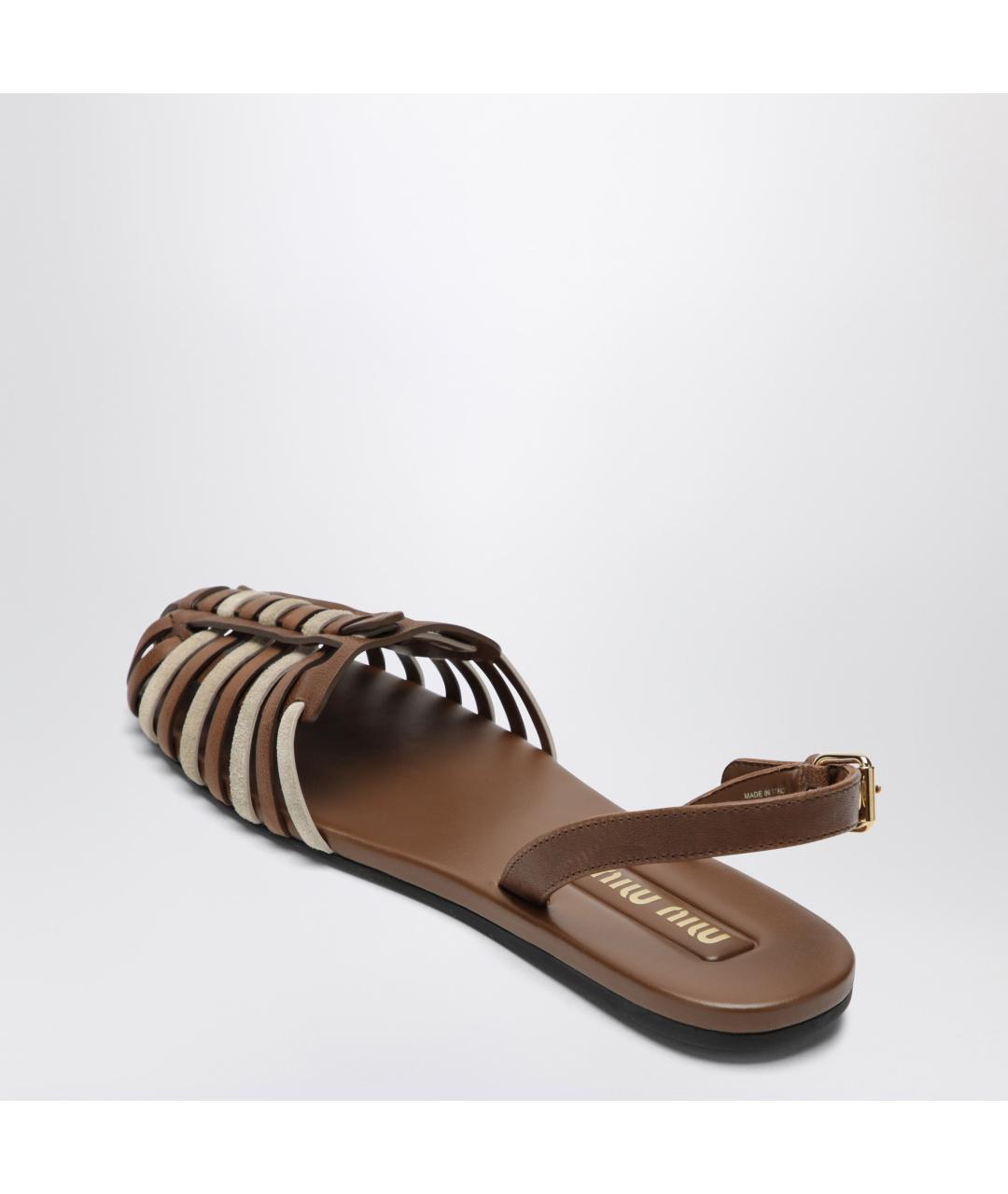 MIU MIU Коричневые кожаные сандалии, фото 2