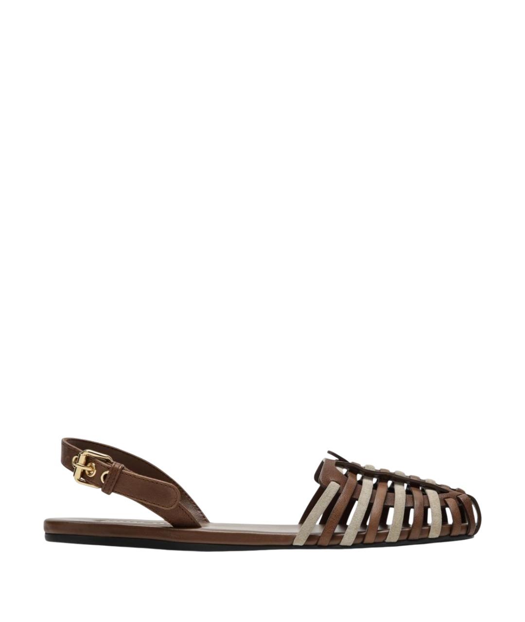 MIU MIU Коричневые кожаные сандалии, фото 1