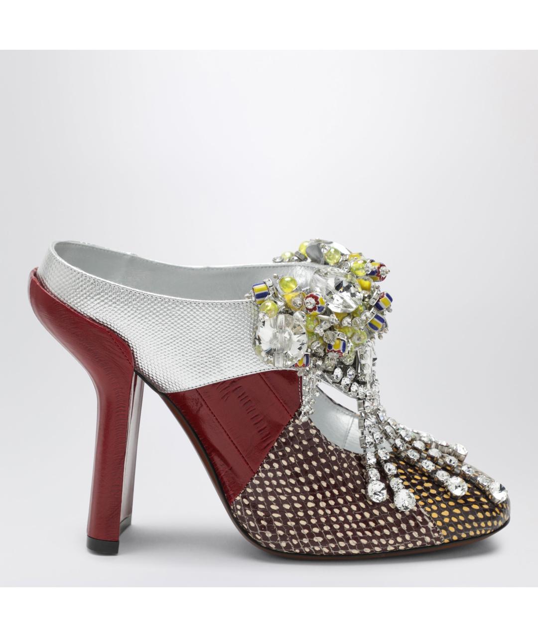 DRIES VAN NOTEN Бордовые кожаные мюли, фото 3