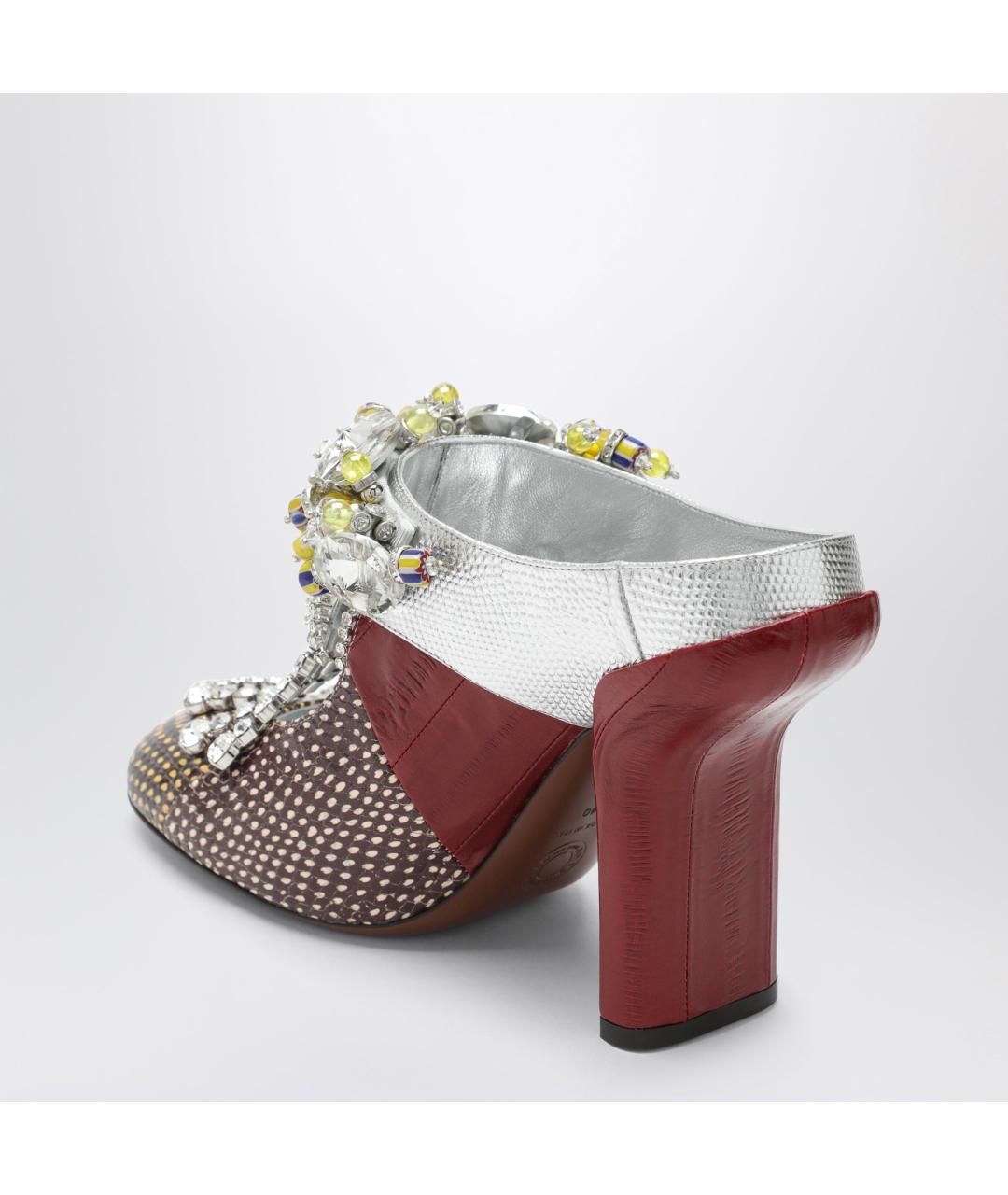 DRIES VAN NOTEN Бордовые кожаные мюли, фото 2